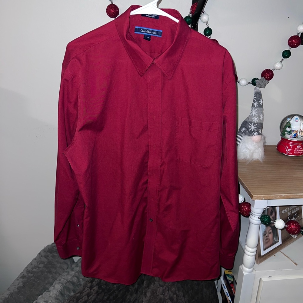 Croft&Barrow Men’s Red Dress Shirt 17.5, 34/35